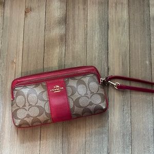 New Coach Double Zip Wallet In Signature Canvas